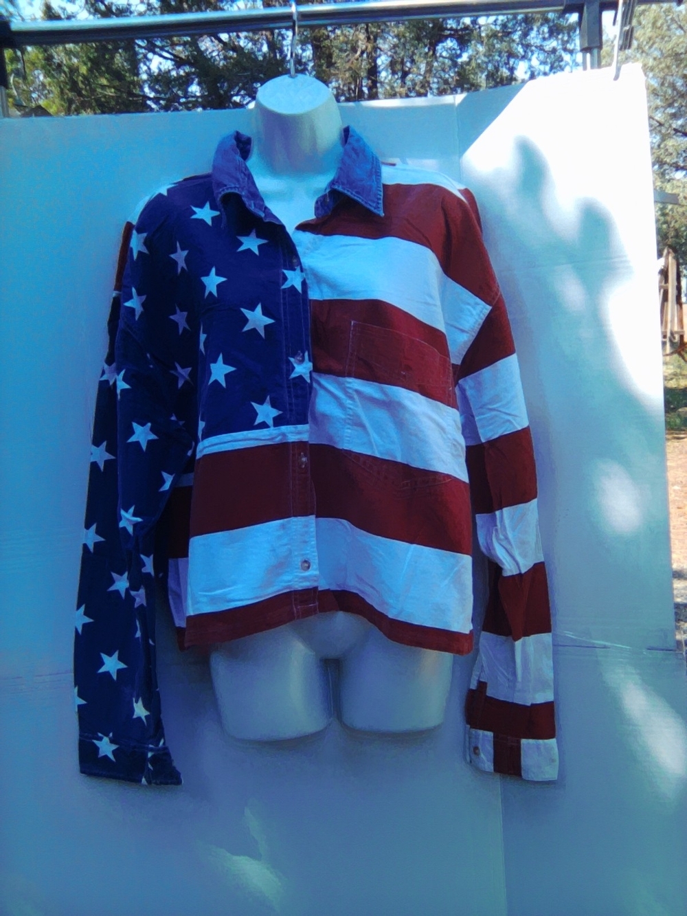 American Flag Print Women's Button-Up Shirt - Red, White & Blue